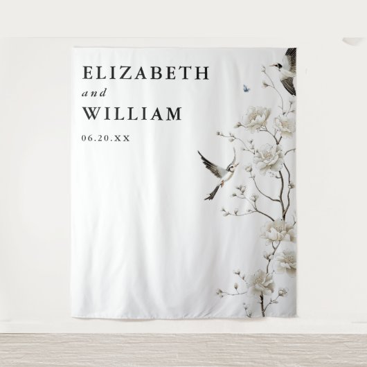 Moderne Chinoiserie Hochzeitsreise Foto Hintergrun Wandteppich (Vorderseite)