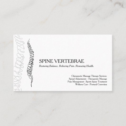 Moderne chiropraktische Massagetherapie Visitenkarte (Vorderseite)