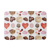 Moderne Chocolate Candy Heart Pattern Badematte (Vorderseite)