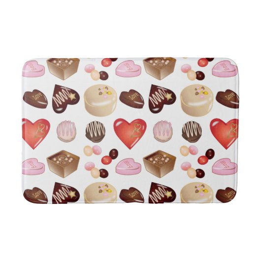 Moderne Chocolate Candy Heart Pattern Badematte (Vorderseite)