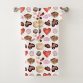 Moderne Chocolate Candy Heart Pattern Badhandtuch Set (Insitu)