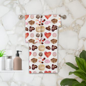 Moderne Chocolate Candy Heart Pattern Badhandtuch Set