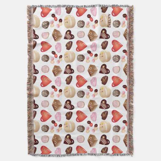 Moderne Chocolate Candy Heart Pattern Decke (Vorderseite Vertikal)
