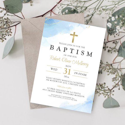 Moderne Christening Boy Baptisvorlage Einladung