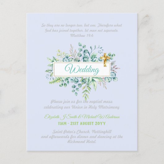 Moderne Christlich-katholische Hochzeitseinladung (Vorderseite)