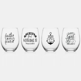 Moderne Christliche Glaubenssätze Weinglas Ohne Stiel