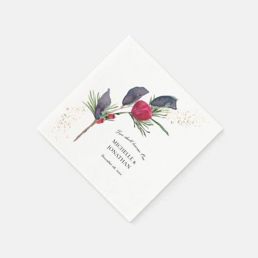 Moderne Christliche Hochzeit mit Rotem Grün Serviette (Ecke)