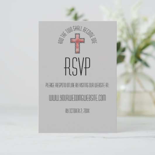 Moderne Christliche Hochzeit RSVP Karte (Stehend Vorderseite)