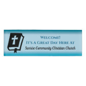 Moderne Christliche Kirche Greeter Usher Gradient Namenschild (Vorderseite)