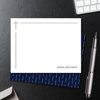 Moderne christliche Kreuz-Monogramm-Minimal-Navy Mitteilungskarte