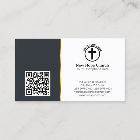 Moderne Christliche Pastete mit Foto & QR Code Visitenkarte (Rückseite)