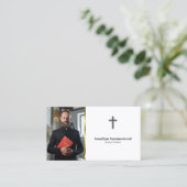 Moderne Christliche Pastete mit Foto & QR Code Visitenkarte (Stehend Vorderseite)