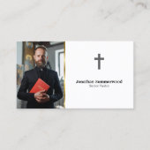 Moderne Christliche Pastete mit Foto & QR Code Visitenkarte (Vorderseite)
