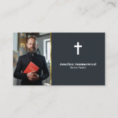 Moderne Christliche Pastete mit Foto & QR Code Visitenkarte (Vorderseite)