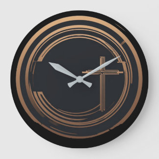 Moderne christliche Wanduhr mit Kreuz