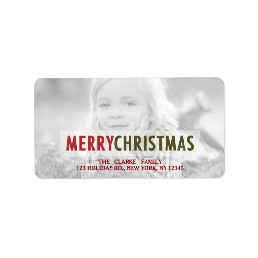 MODERNE CHRISTMAS | RED HOLIDAY FOTO ADDRESS ETIKE ADRESSAUFKLEBER (Vorne)