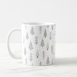 Moderne Christwaldbäume Silver Gray Monogram Kaffeetasse