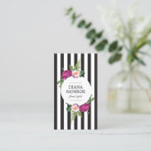 Moderne Circle Floral Wraath Strip Business Card Visitenkarte (Stehend Vorderseite)