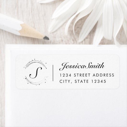 Moderne Circle Monogram Custom Rücksendeadresse (Insitu)