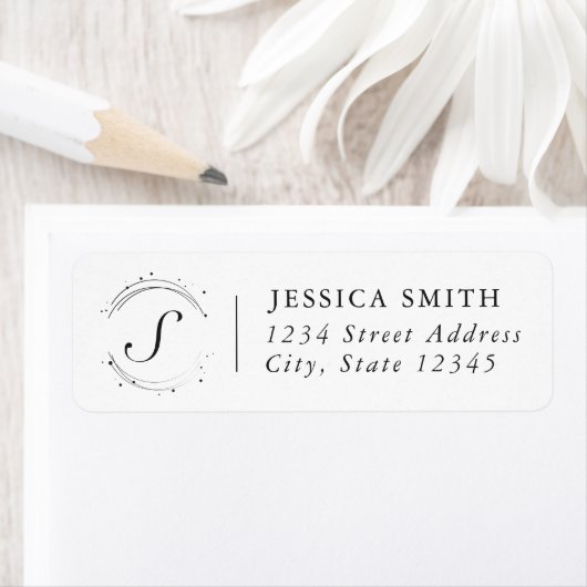 Moderne Circle Monogram Custom Rücksendeadresse (Insitu)