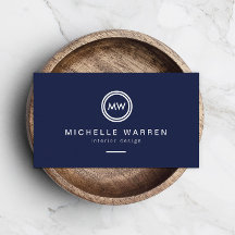 Moderne Circle Monogram Initialen auf Midnight Blu