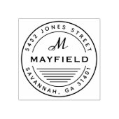 Moderne Circle Monogram Round-Rücksendeadresse Gummistempel (Prägung)