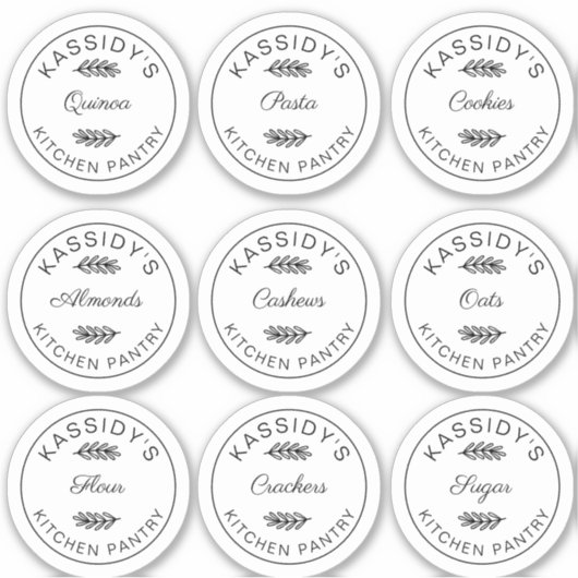 Moderne Circle Personalisiert Kitchen Pantry Label (Vorderseite)