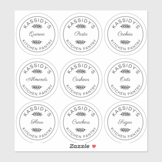 Moderne Circle Personalisiert Kitchen Pantry Label (Blatt)