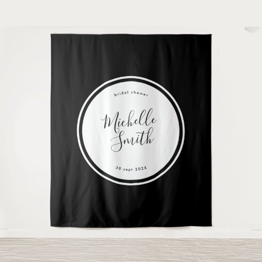 Moderne Circle Schlicht Premium Boho Black Dusche Wandteppich (Vorderseite)