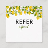 Moderne Citrus Lemons Grüne Empfehlungskarte (Vorderseite)