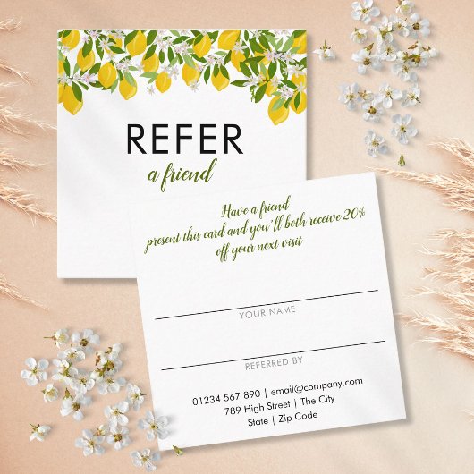 Moderne Citrus Lemons Grüne Empfehlungskarte