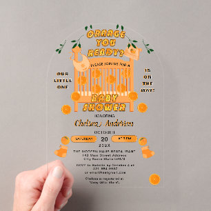 Moderne Citrus-Luxus-Orange, bist du bereit Baby S Acryleinladungen