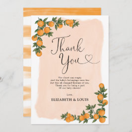 Moderne Citrus Orange Botanical Baby Duwer Favorit Dankeskarte