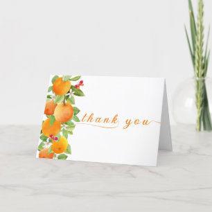 Moderne Citrus Orange Clementine Baby Dusche Dankeskarte