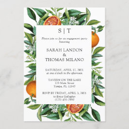 Moderne Citrus Orange Foliage Party Einladung