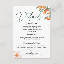 Moderne Citrus-Themed Wedding Details Card Begleitkarte