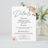 Moderne Citrus-Themed Wedding Details Card Begleitkarte (Stehend Vorderseite)