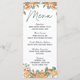 Moderne Citrus-Themed Wedding Menu Card Menükarte