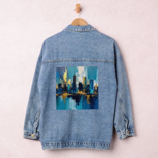 Moderne City Lights Abstrakt Denim Jacket Jeansjacke (Hangar)