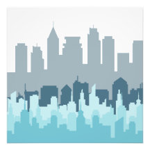 Moderne Cityscape Pixel Art - Urban Skyline Design