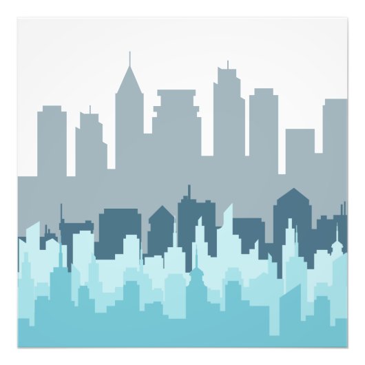 Moderne Cityscape Pixel Art - Urban Skyline Design Fotodruck (Vorne)
