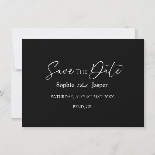 Moderne Classic Black Flat Save the Date Card (Vorderseite)