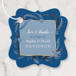 Moderne Classic Blue Blätter Geometric Gold Weddin Geschenkanhänger