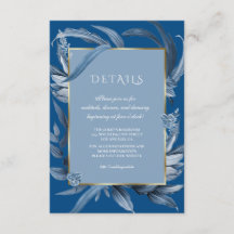 Moderne Classic Blue Blätter Gold Wedding Receptio