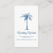 Moderne Classic Blue Palm Beach Hochzeitswebsite Begleitkarte (Vorderseite)