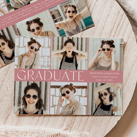 Moderne Classic Dusty Rose 12 Foto Abschluss Ankündigung