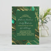 Moderne Classic Moody Dark Emerald Green Wedding Einladung (Stehend Vorderseite)