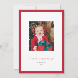 Moderne Classic Red Frame Weihnachtsfotokarte Feiertagskarte