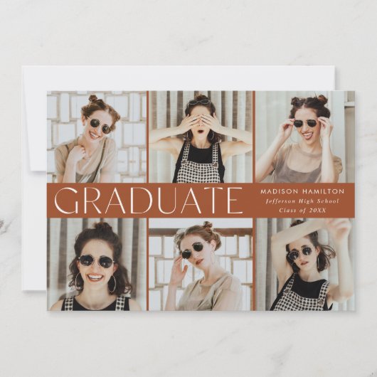 Moderne Classic Terracotta 12 Foto Abschluss Ankündigung (Vorderseite)