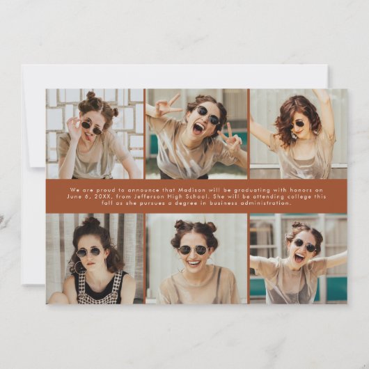 Moderne Classic Terracotta 12 Foto Abschluss Ankündigung (Rückseite)